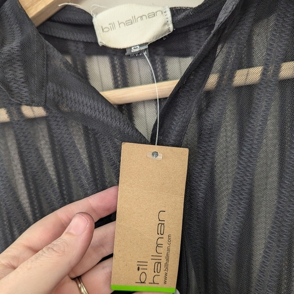 Bill Hallman Sheer Striped Pencil Midi Dress Retro Wiggle - Picture 12 of 15